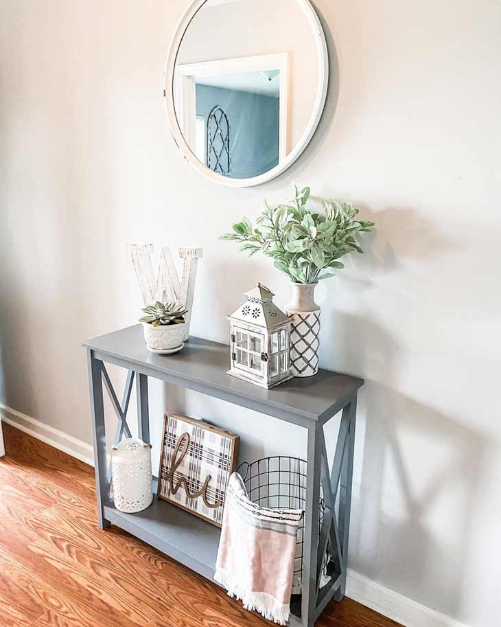 Small grey-blue entryway table