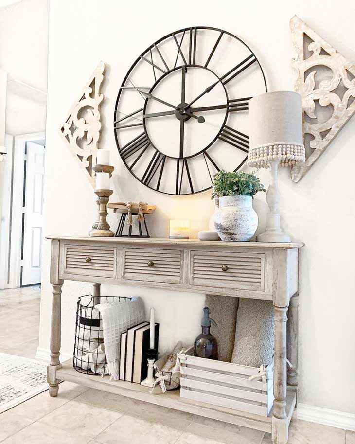 farmhouse entryway table with storage