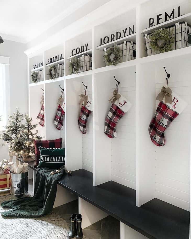 Mudroom Christmas decor