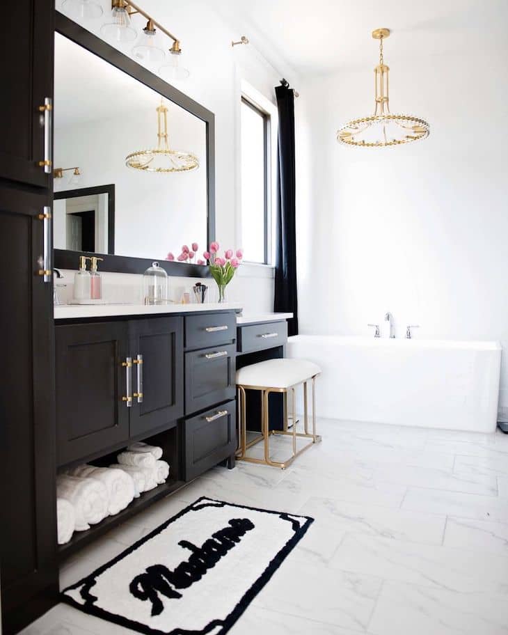 Bathroom vanity in Iron Ore, and wall color in "extra white"