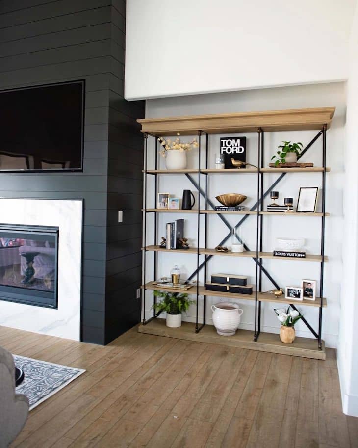 Industrial book case with wood