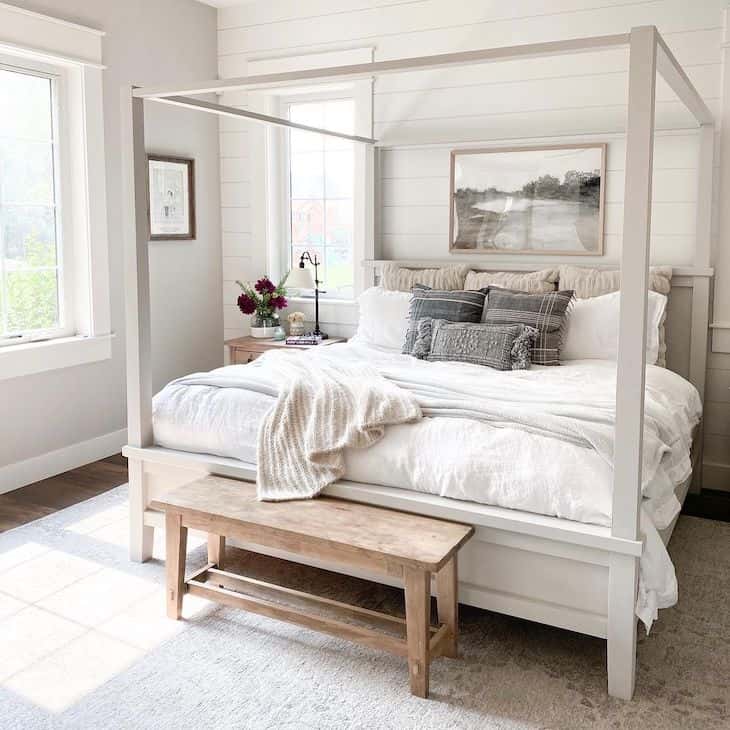 Modern farmhouse bedroom in neutral color