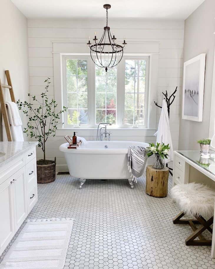 Master bathroom with shiplap walls