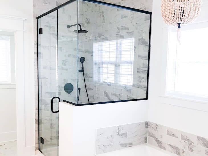 Marble subway tile for the shower