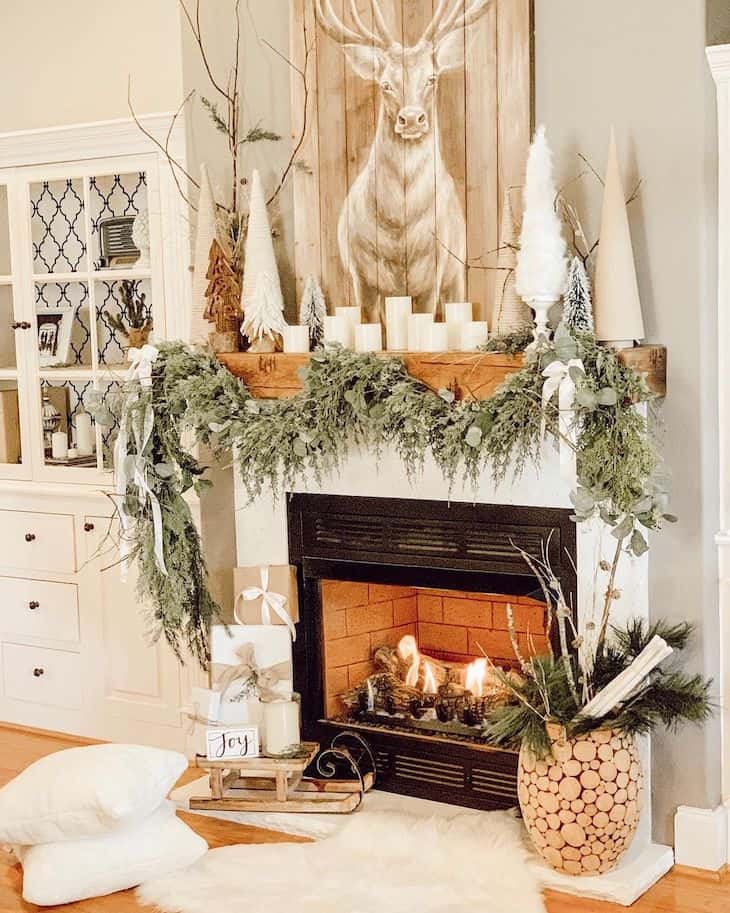 Woodland Christmas mantel