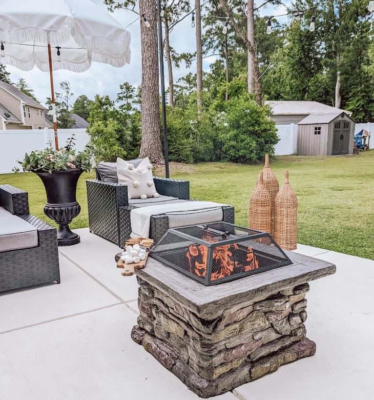 Faux stone fire pit