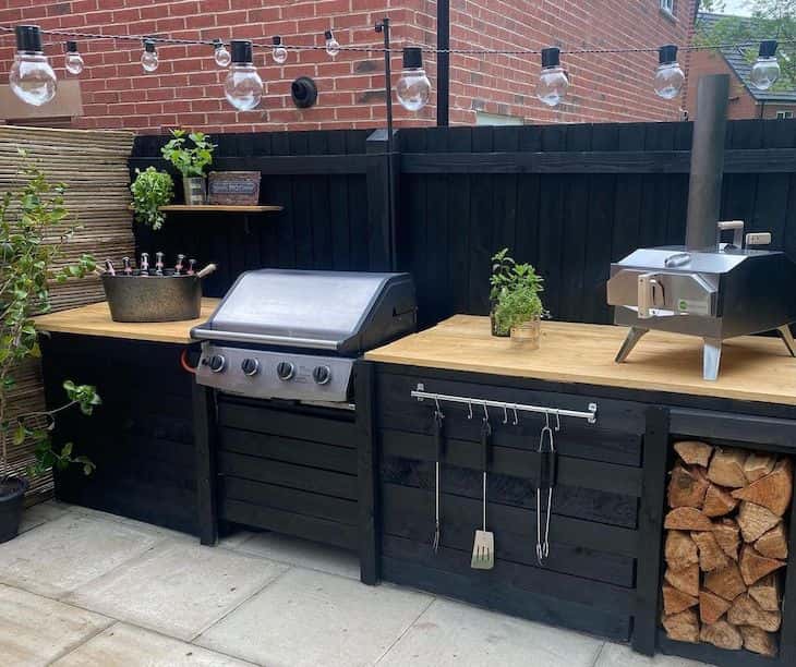 Wood outdoor kitchen