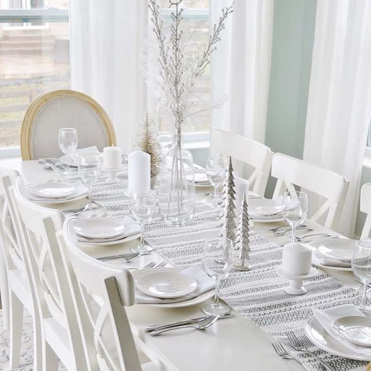 Silver Christmas table decor idea