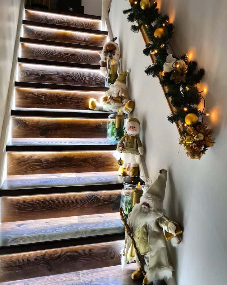 Christmas staircase with flameless candles