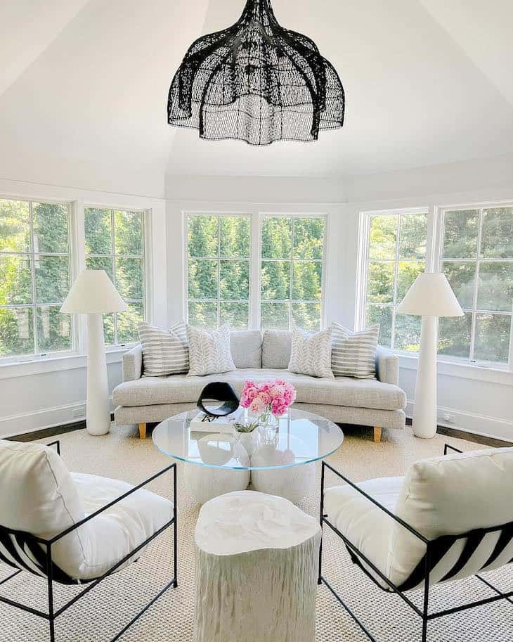 White Coffee Table with Glass Top