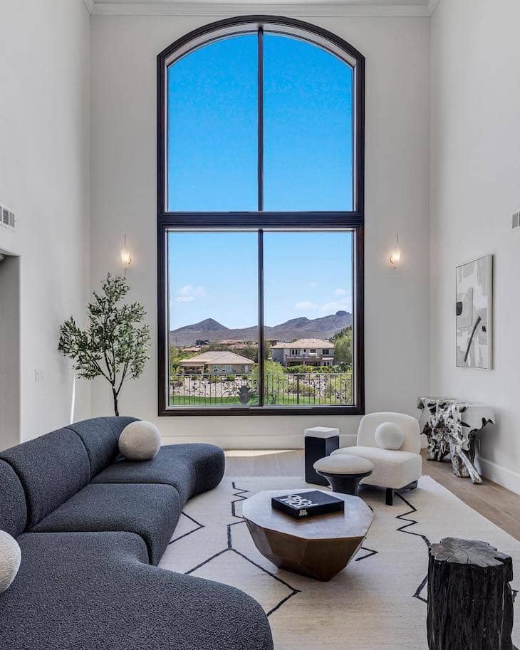 High Ceiling with Oversized Arched Window