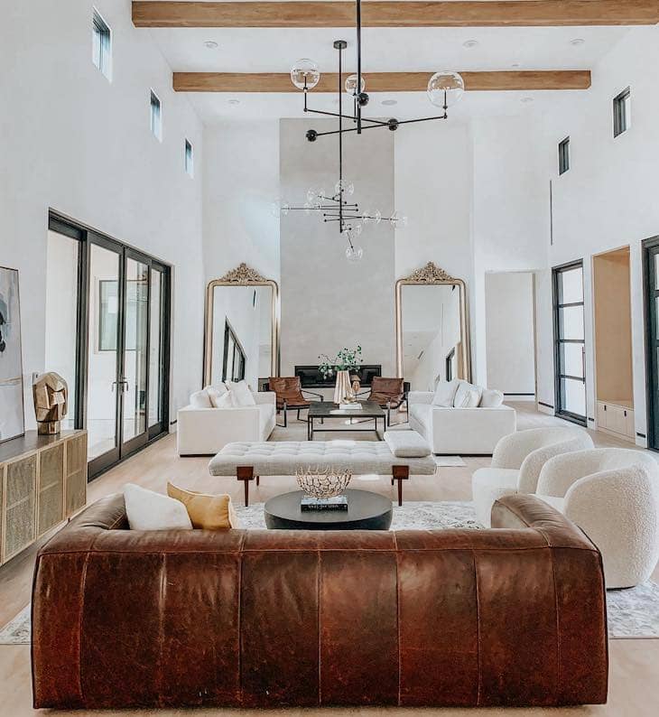 Flat Ceiling with Exposed Wood Beams and Vertical Symmetry