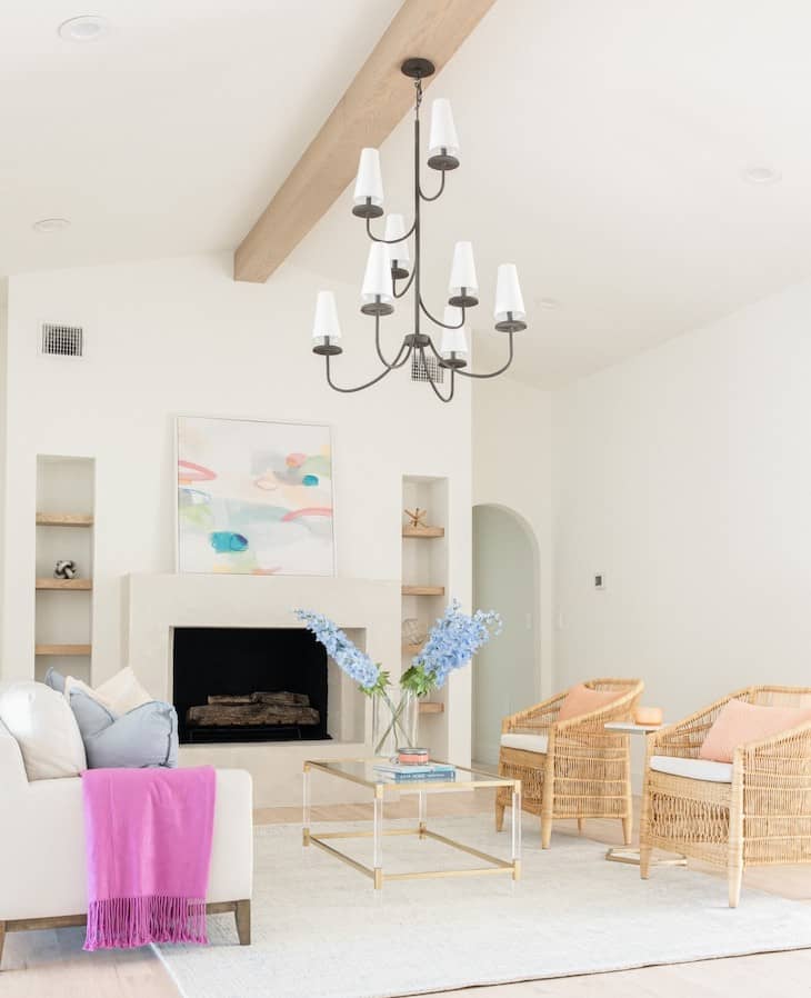 Vaulted Ceiling with Single Wood Beam Accent