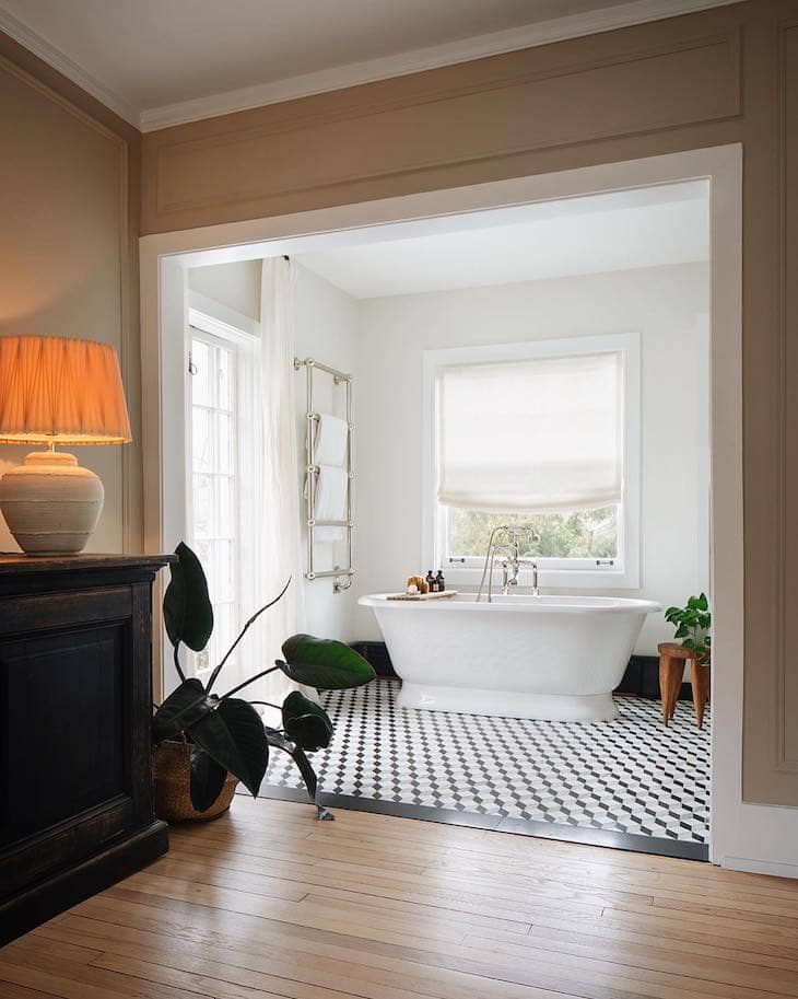 Bold Bathroom Floor Tile in master bathroom