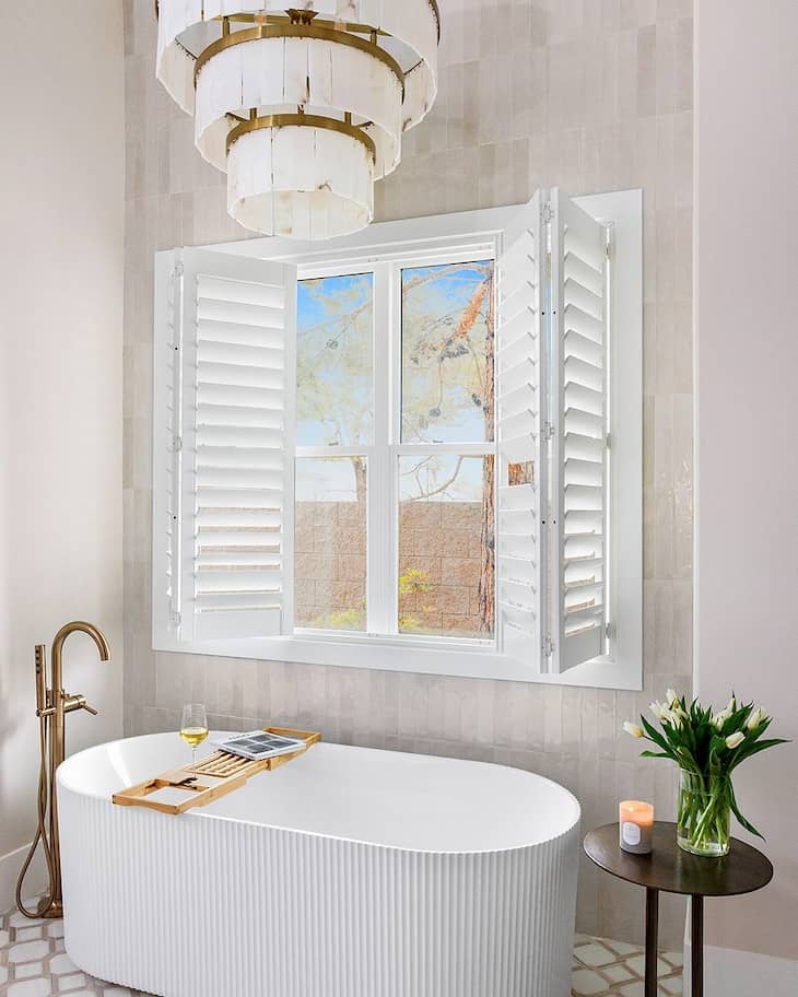 Bright Bathroom with Window Shutters in master bathroom