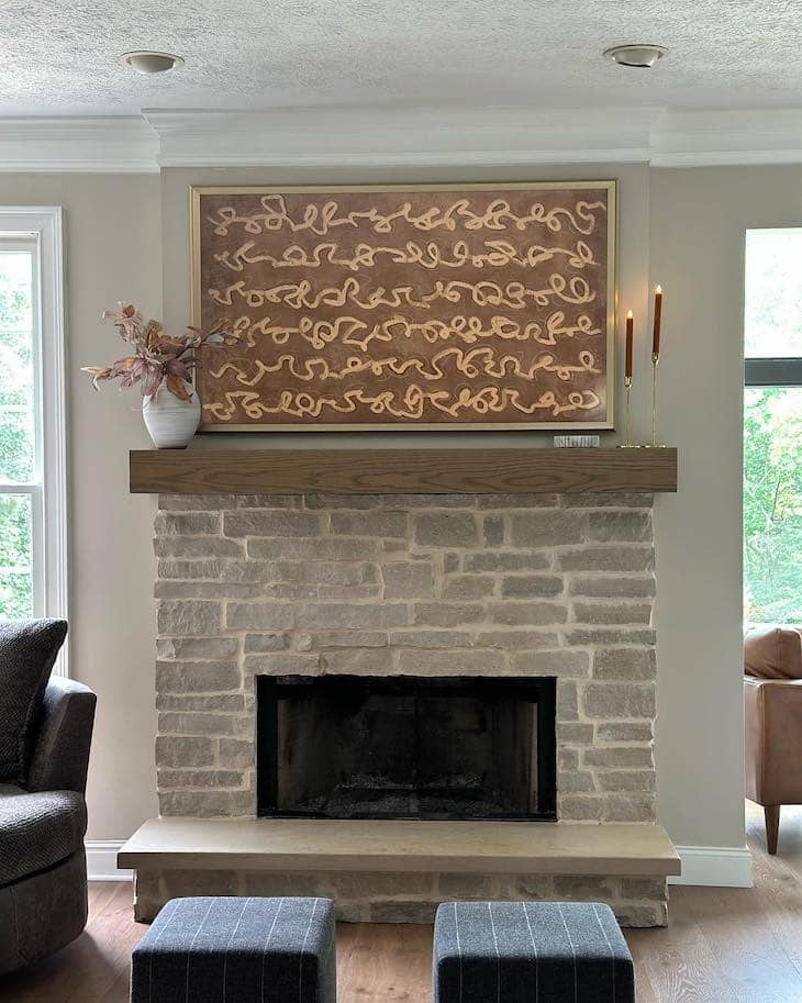 Light Limestone Fireplace with Modern Rustic Style