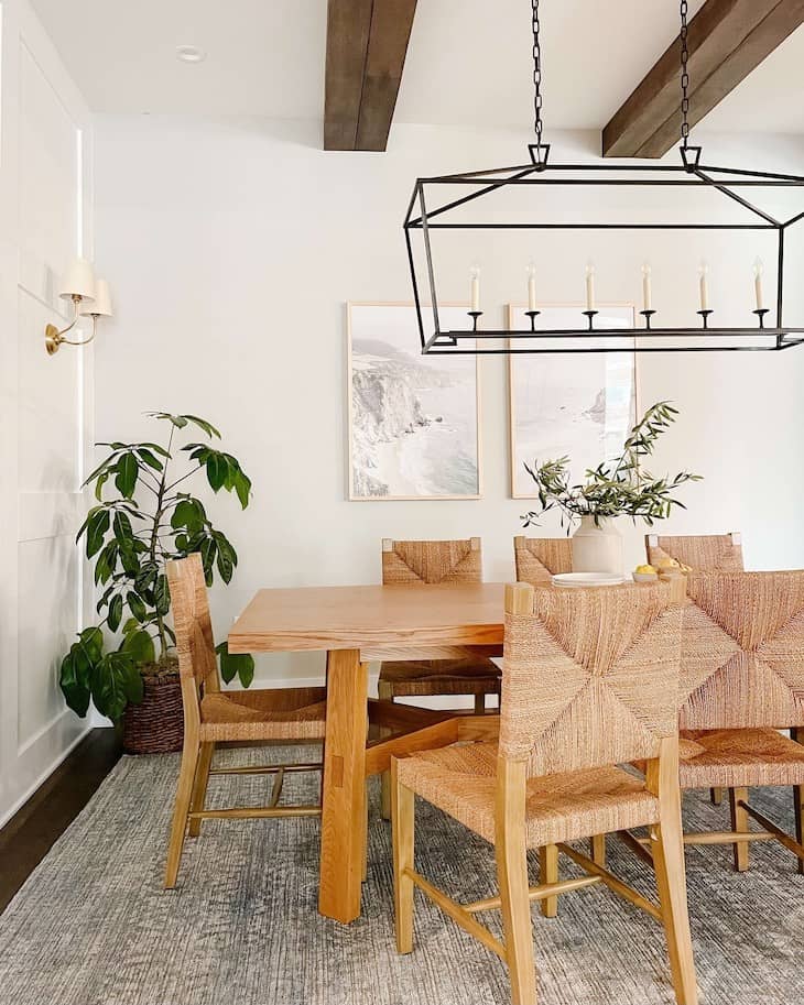 Woven Rope Chairs with Natural Wood Frames