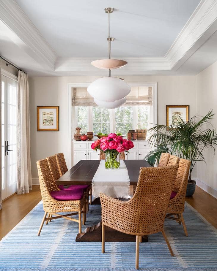 Wicker Armchairs with Bright Cushion Accents