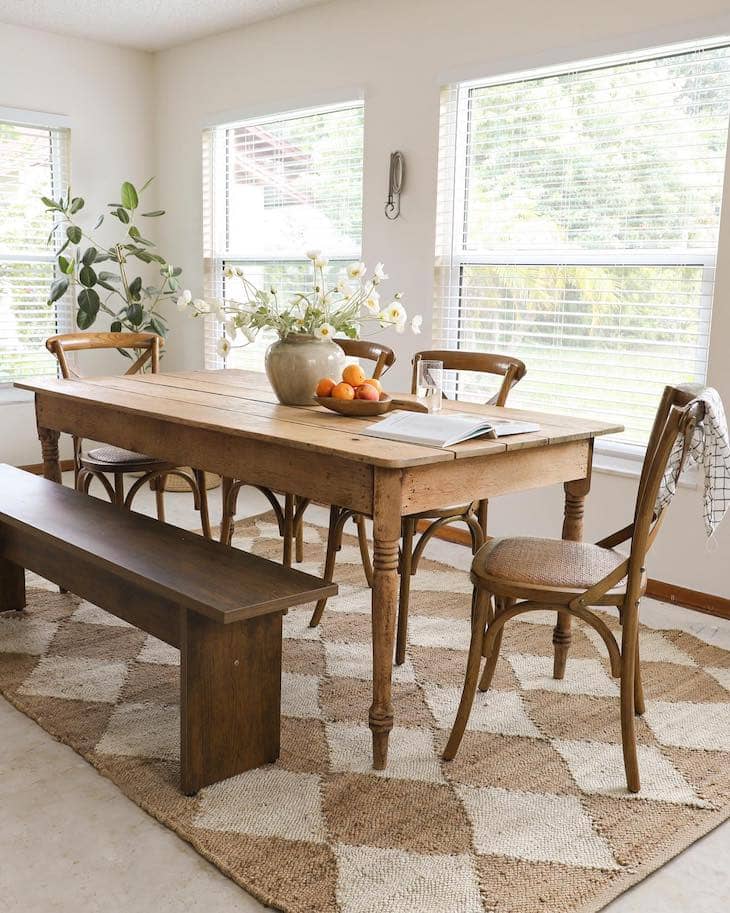 Curved Cross-Back Chairs with Woven Seats
