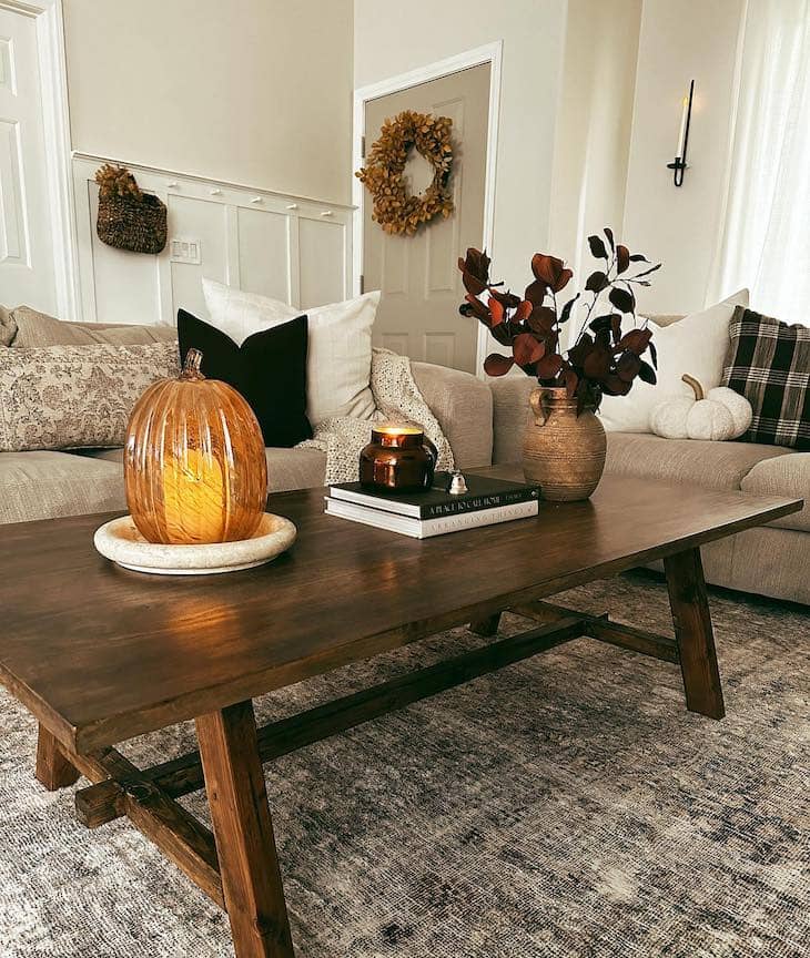 Moody and Warm Fall Coffee Table Styling