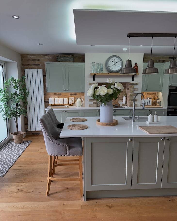 Soft Sage Green Kitchen with Modern Touches