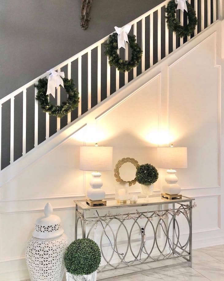 Christmas stairs with wreaths