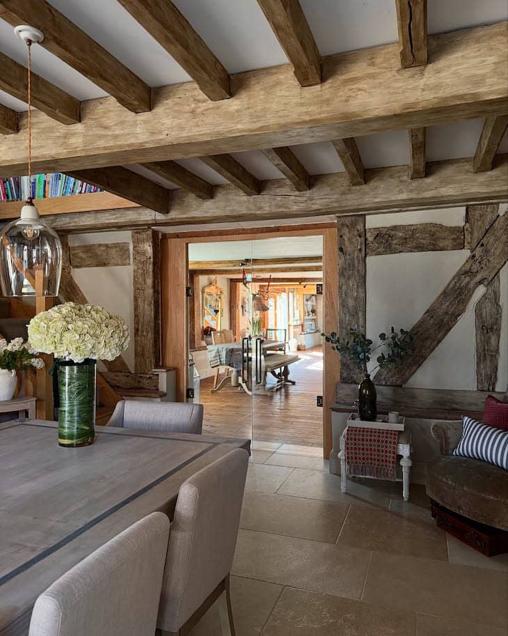 Exposed Rustic Beams for a Timeless Farmhouse Look