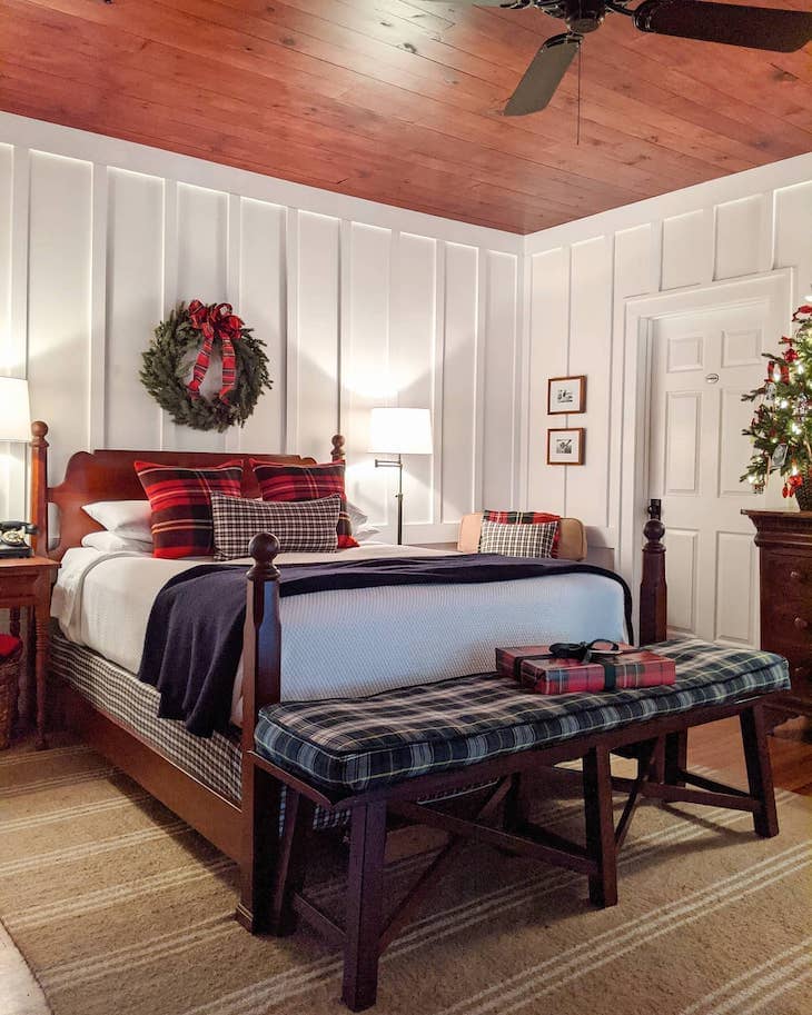 Cozy Bedroom with Classic Holiday Patterns