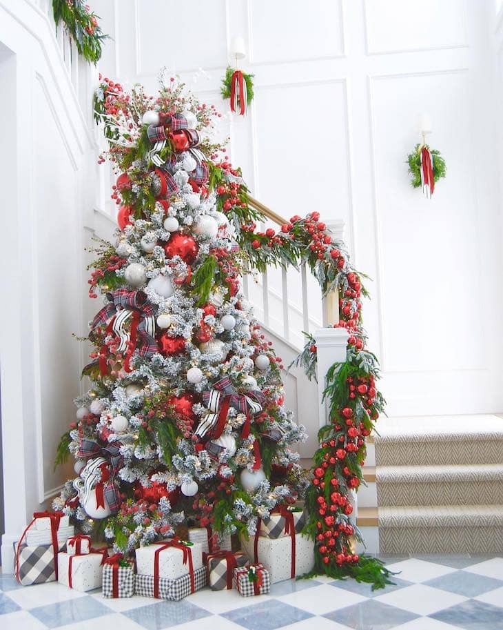 Grand Staircase with Classic Plaid Accents