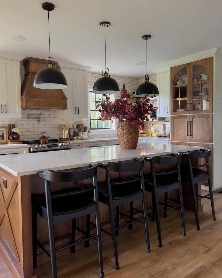 White and Wood Kitchen with Bold Black Details