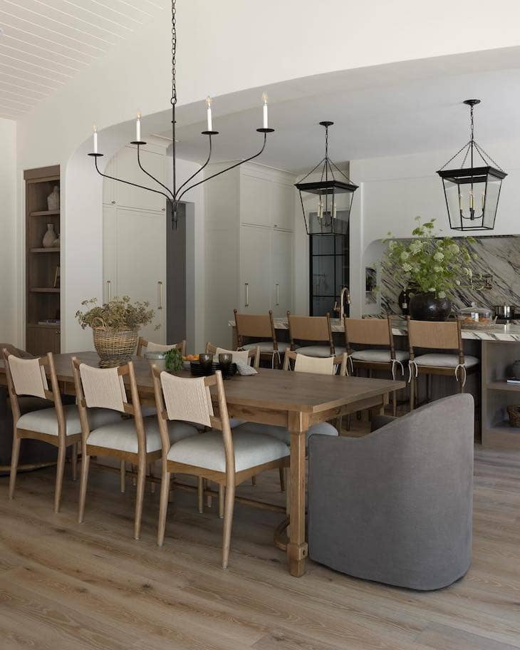 Natural Wood Dining Table With Soft Neutral Seating