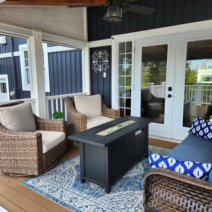 Modern Rectangular Fire Pit for a Cozy Porch Setup