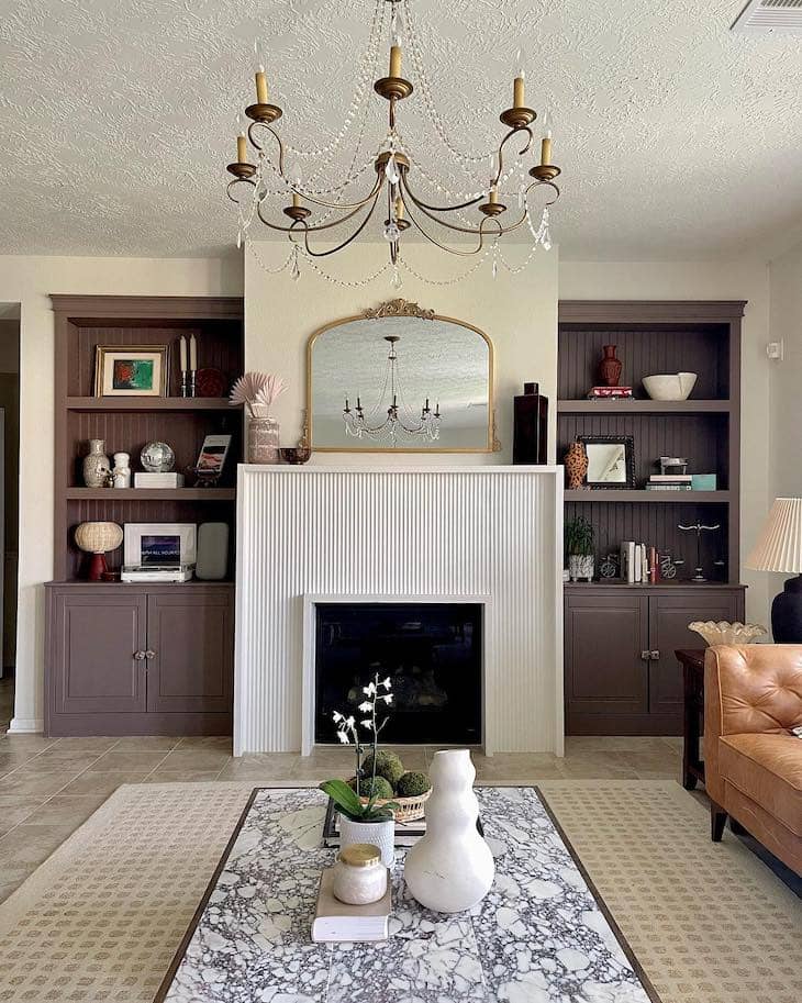 Deep Taupe Built-Ins with Elegant Contrast
