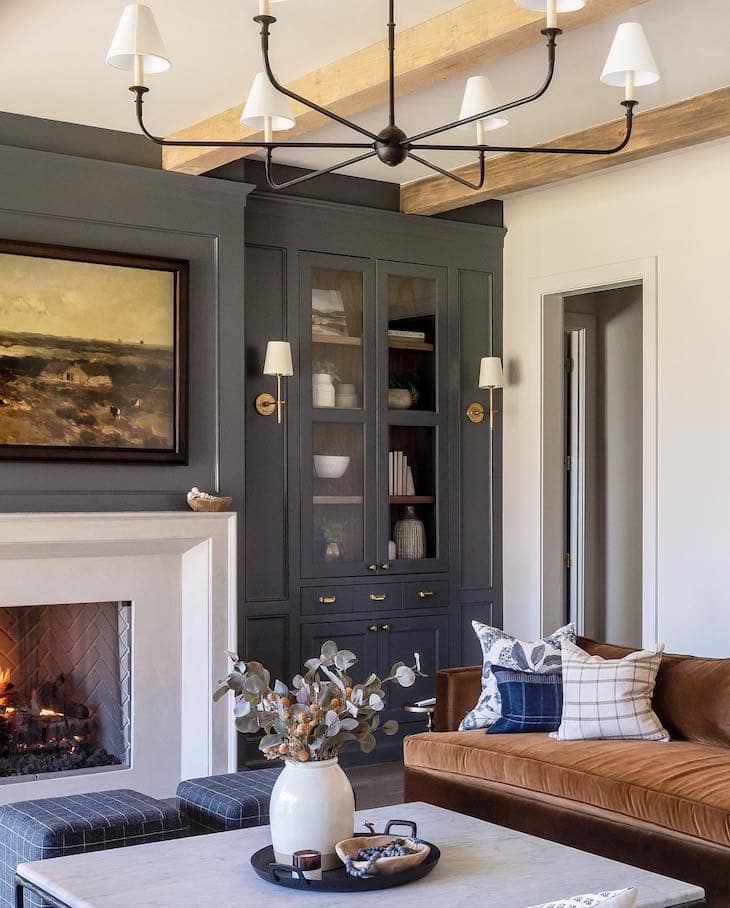 Charcoal Built-Ins with Brass Accents