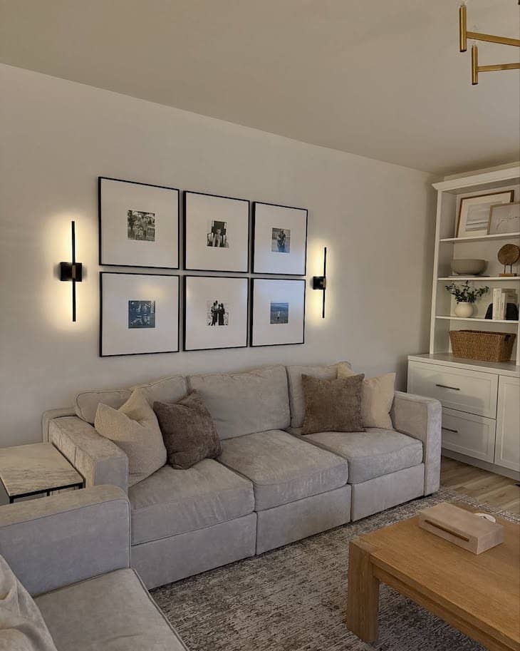 Simple Grid Gallery Wall above sofa