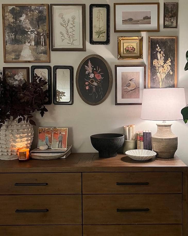 Moody and Layered Gallery Wall