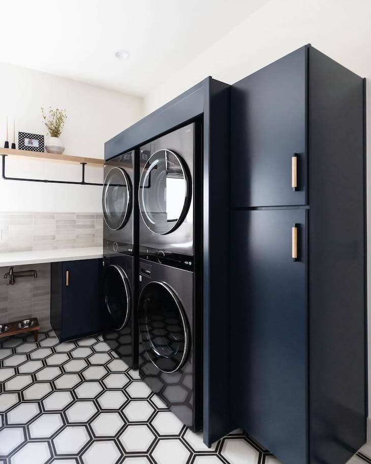 Bold Dark Cabinetry for a Modern Laundry Room