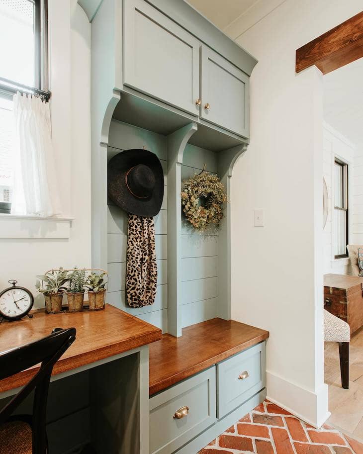 Charming Mudroom with Built-In Desk and Seating