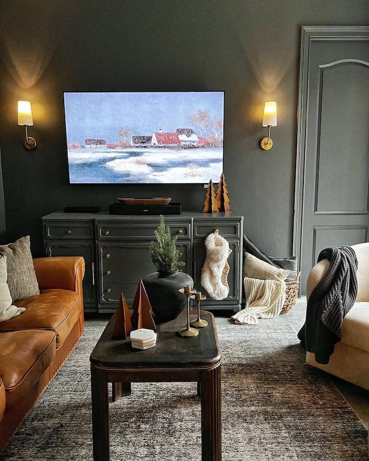Charcoal Walls with Warm Leather Accents