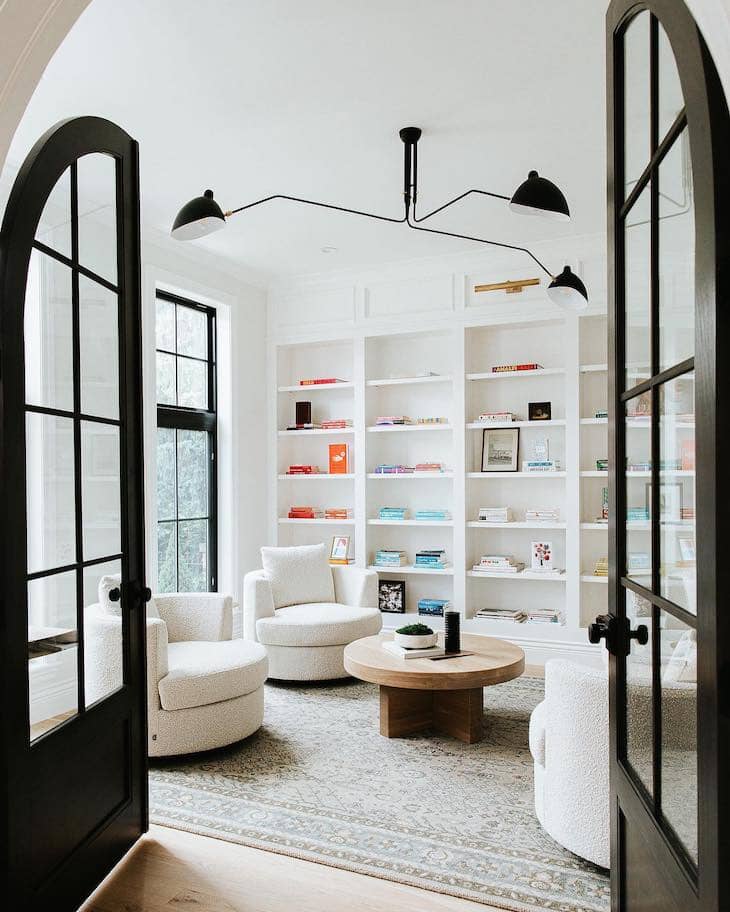 Cozy Library Seating with Soft, Textured Chairs