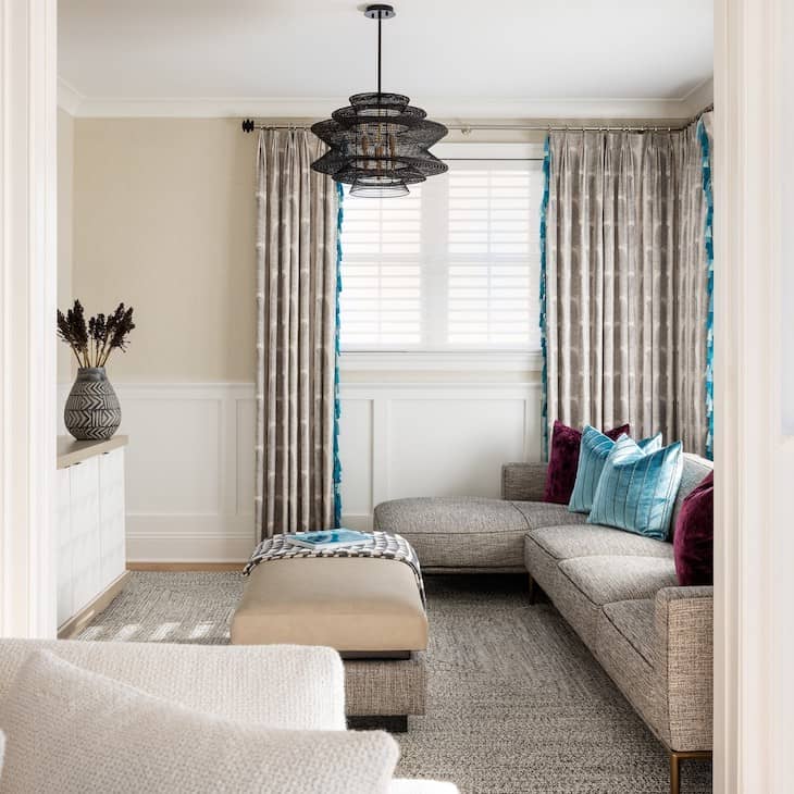 Neutral Curtains with Colorful Trim for a Stylish Accent