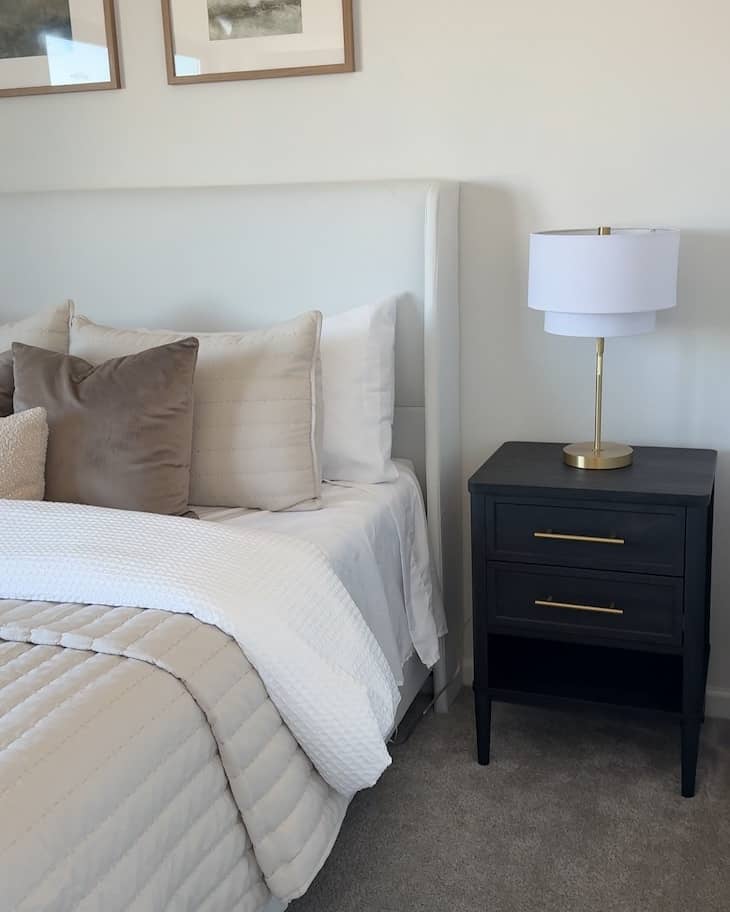 Minimal Nightstand Styling with a Statement Lamp