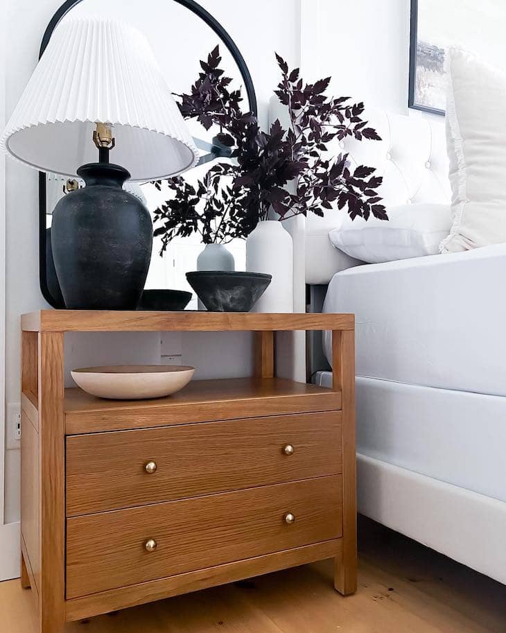 Modern Nightstand Decor with Bold Contrast