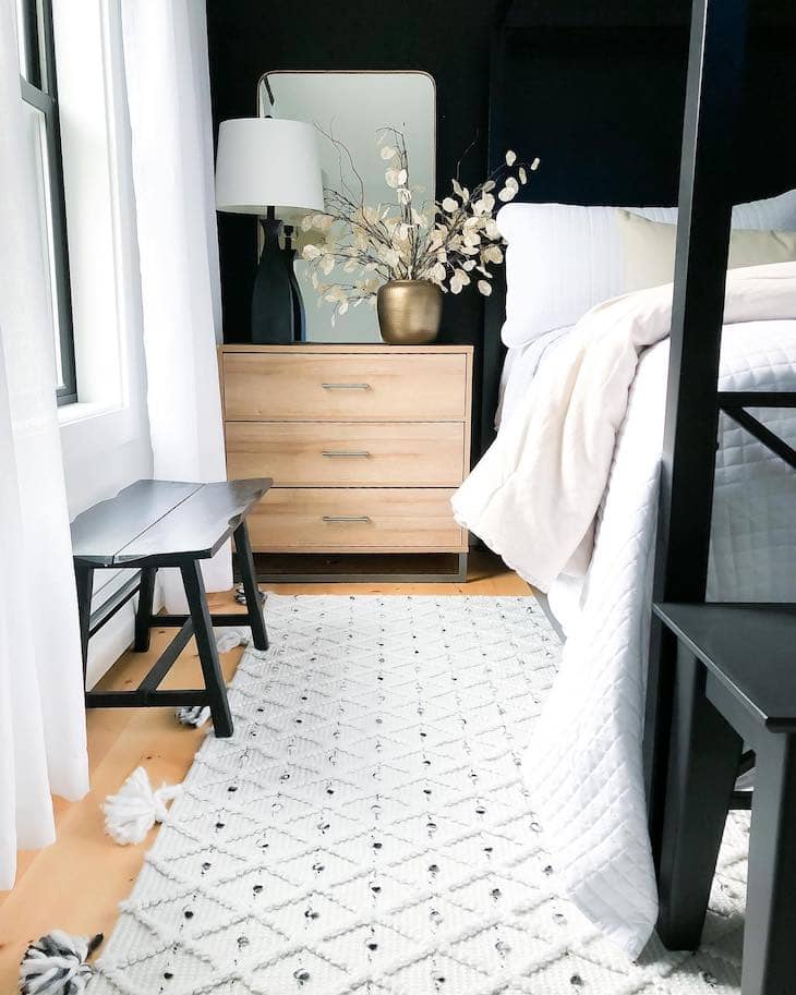 Nightstand Styling with a Mirror for Depth