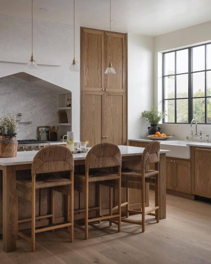 Warm Oak Cabinets with Soft Traditional Charm