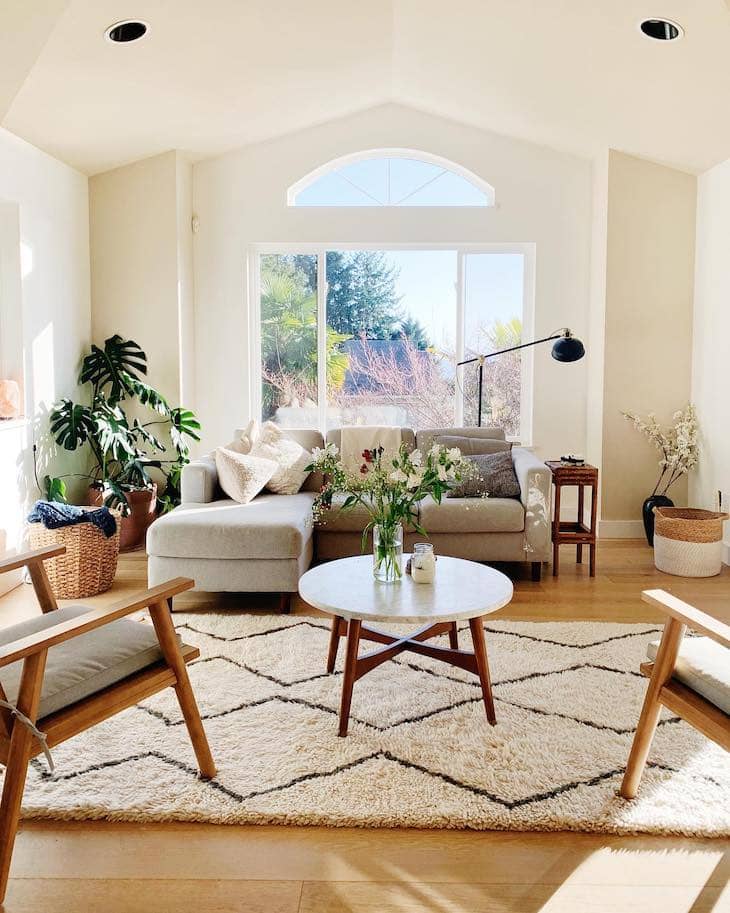 living room with plants