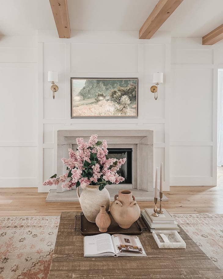 Soft Pink Florals with Warm Wood Accents