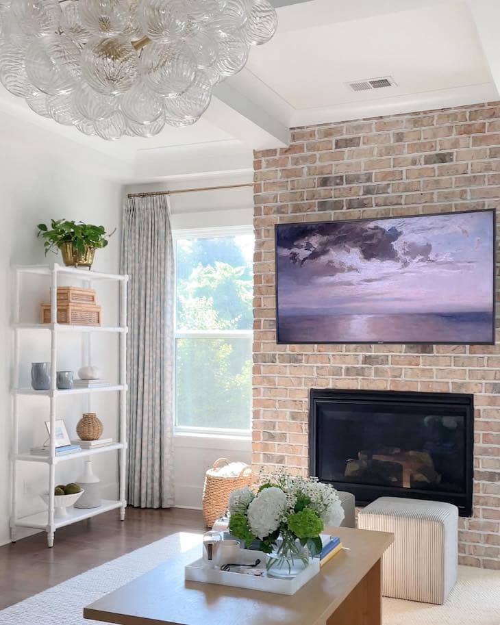 Natural Color brick fireplace