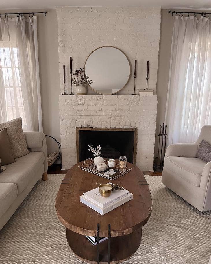 white brick fireplace