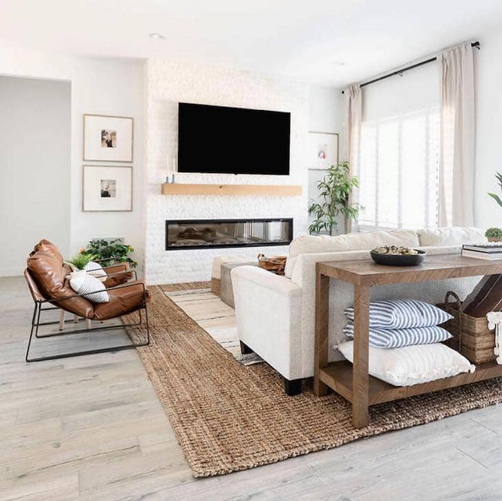 Modern brick fireplace